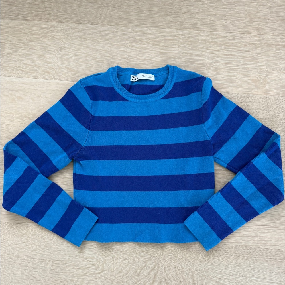 Zara Kids Long Sleeve Blue Striped Tee